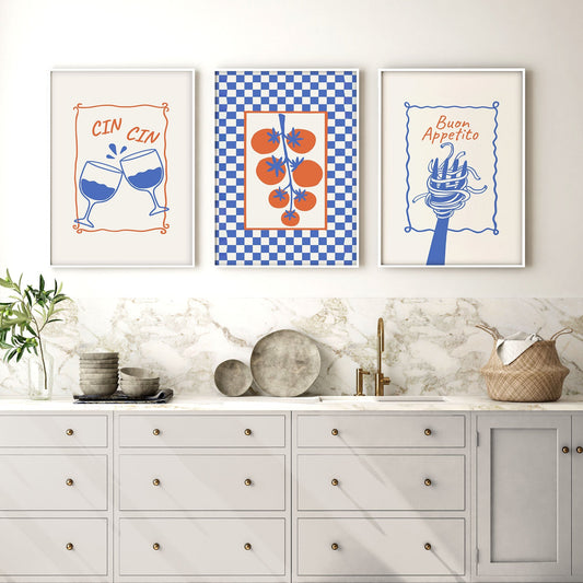 Kitchen Artwork | Set of 3 Italian Lifestyle Wall art Prints