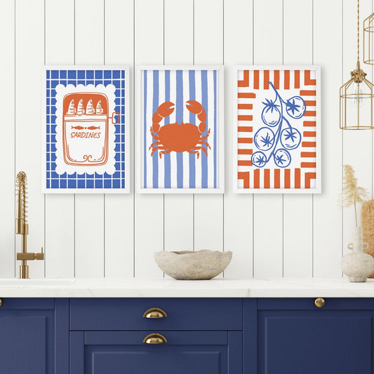 Kitchen Modern Wall Decor | Set of 3 Italian Lifestyle Wall art Prints