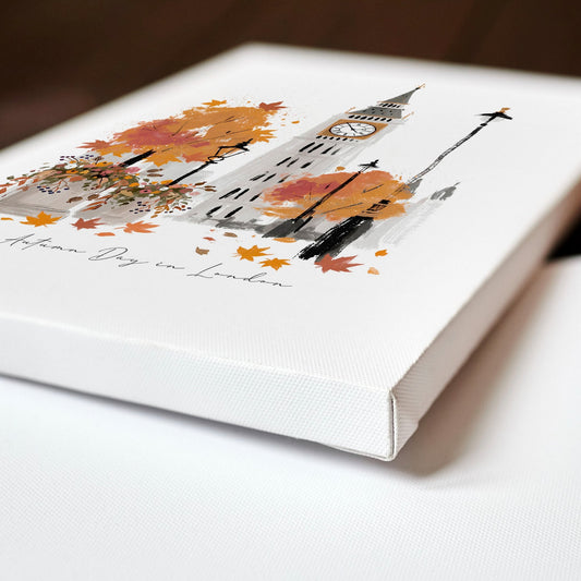 Kitchen Wall Decor London Travel Art Prints | "An Autumn Day in London" | Set of 3
