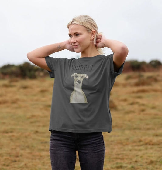 Whippet-Inspired Women’s Relaxed Fit T-Shirt: Ethical, Stylish & Zoomie-Approved!