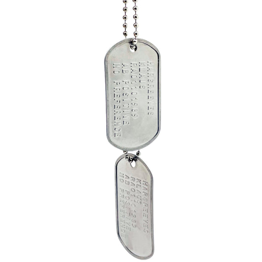 Klaus Hargreeves 'Number Four' Umbrella Academy Military Dog Tags Prop Replica - Stainless Steel - Chain&Silencers Included