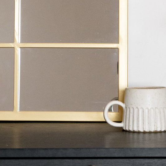 Kyō - Gold Metal Rectangle Lattice Window Mirror - 90cm x 70cm