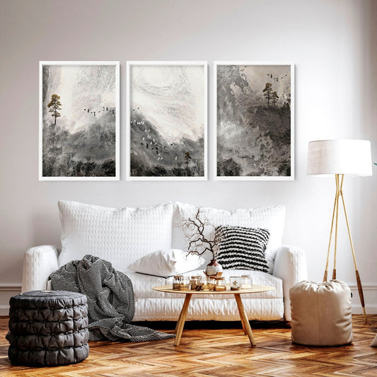 Living room art wall | set of 3 Landscape art prints