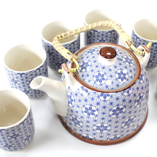 Large Herbal Teapot - Blue Star Design