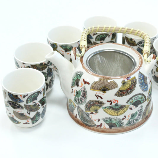Large Herbal Teapot - China Fan Design