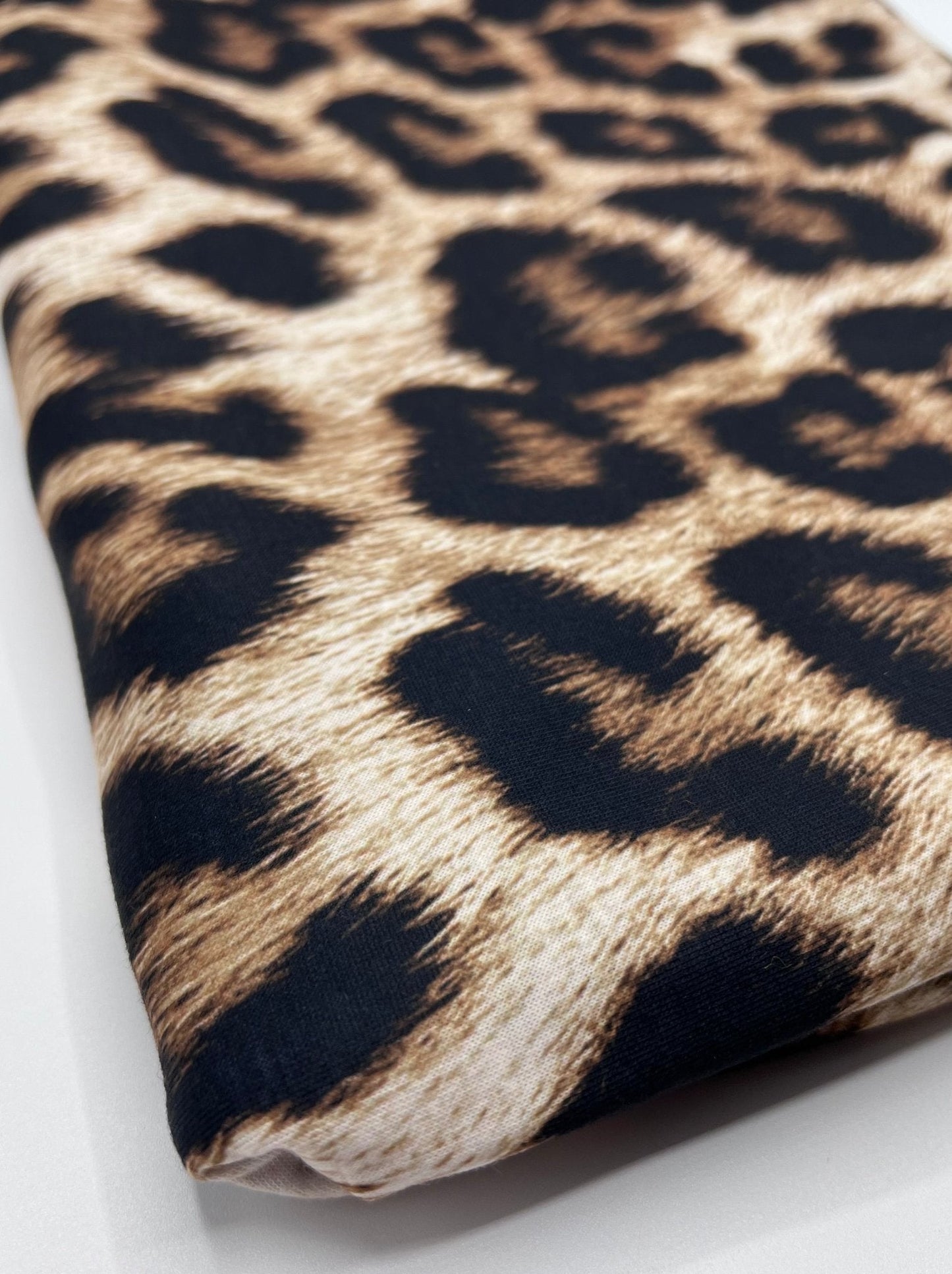 Large Leopard Print Spun Poly Stretch Fabric