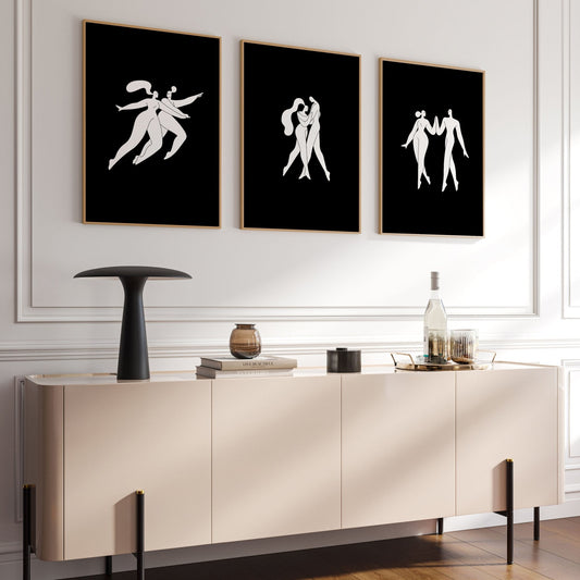 Large Paintings For Living Room | Set of 3 Boho Women Wall art Prints