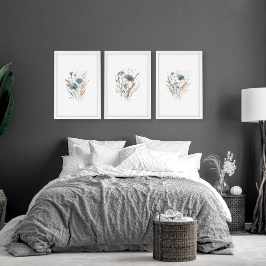 Large Picture For Bedroom | Set of 3 Botanical Art Prints