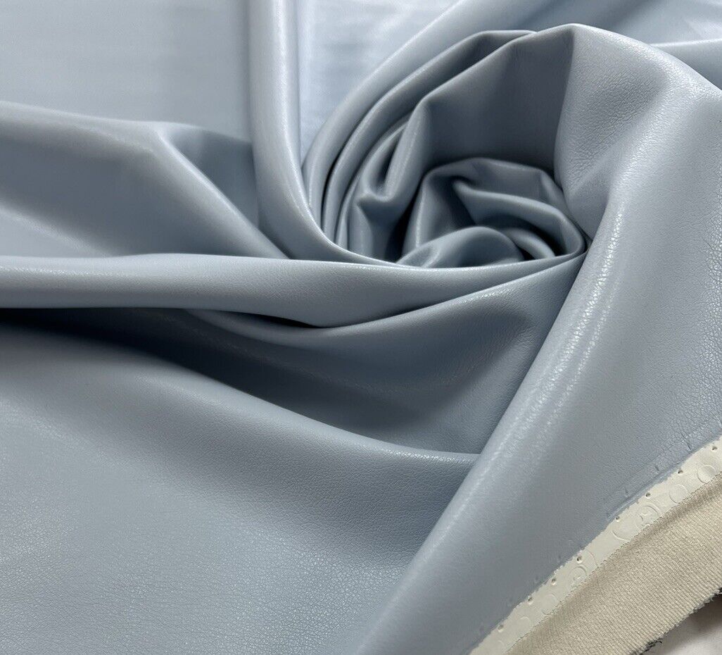 Light Blue Faux Leather Leatherette Stretch Fabric