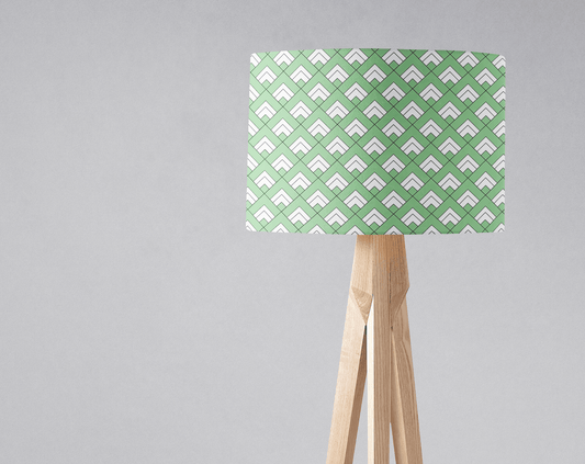 Light Green and White Drum Lampshade, Victorian Tiles Design Shade for Table, Floor or Ceiling Pendant Light