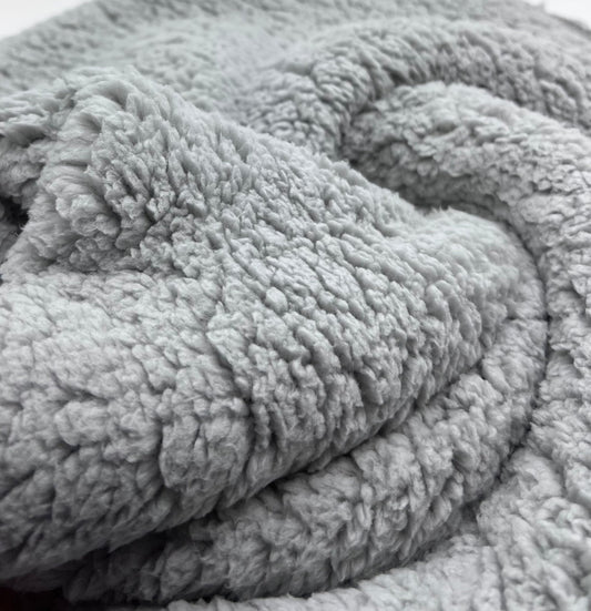 Light Grey Sherpa Fleece Fluffy Borg Faux Fur Fabric