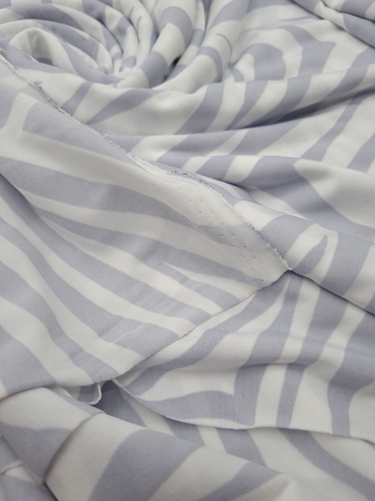 Light Grey Zebra Print Soft Touch Stretch Fabric
