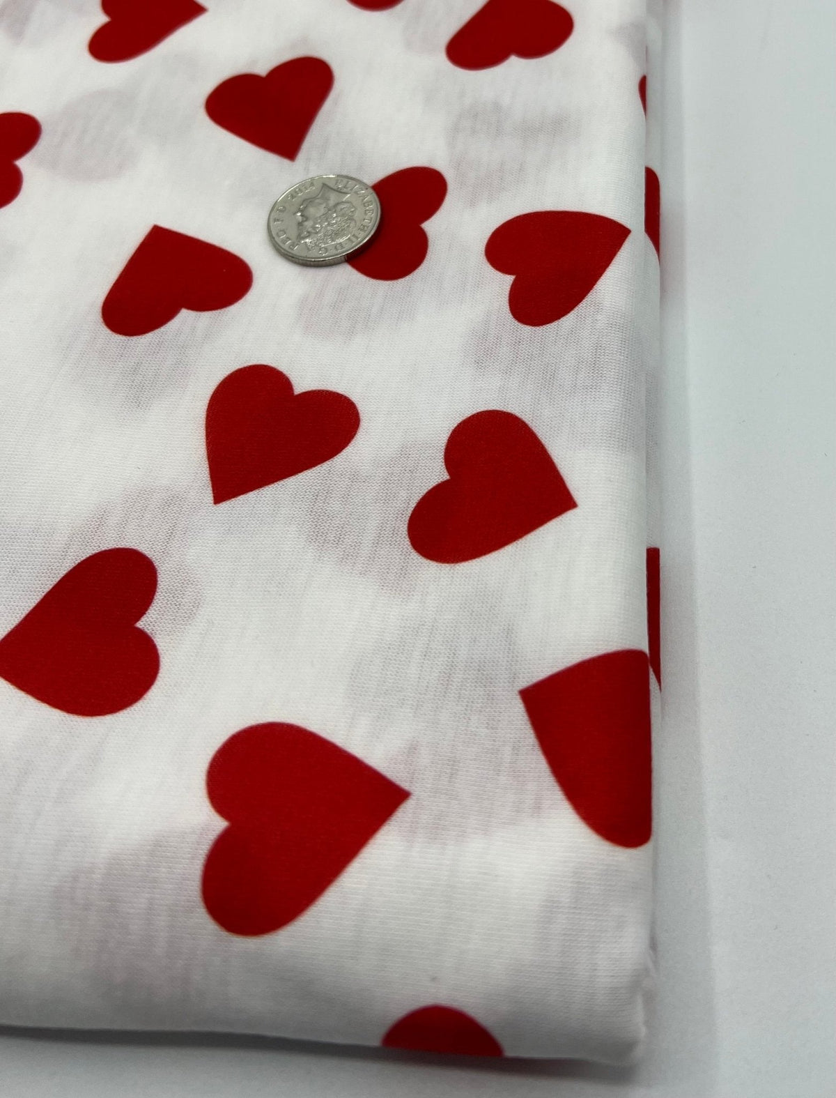 Love Heart Print Spun Poly Stretch Fabric
