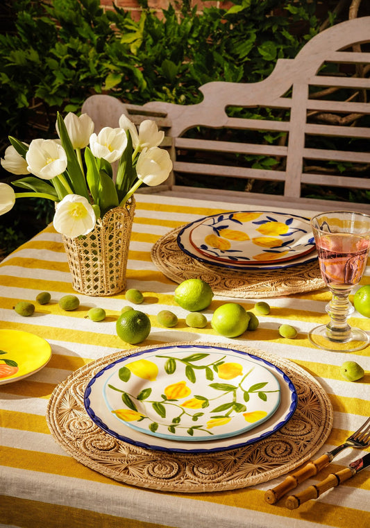 Buds in May — Hand-Painted Lunch Plates Inspired by Matisse Set of 4