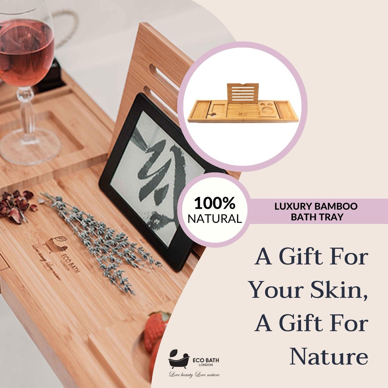 Luxury Eco-Friendly Bamboo Bath Tray