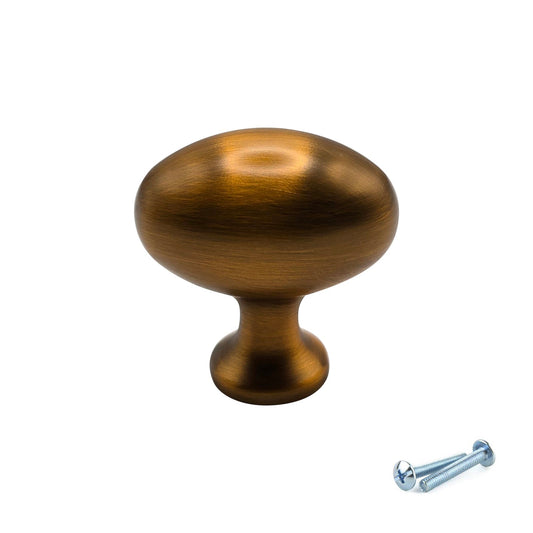 M4TEC Aged Brass Oval Knob Handle – VG8 Series (36mm Cabinet, Drawer & Cupboard Knob)