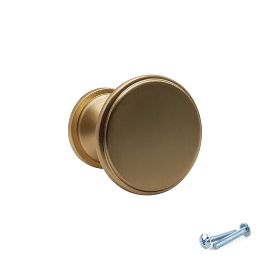 M4TEC Brushed Brass Flat Disc Knob Handle – VG7 Series (25mm Cabinet, Drawer & Cupboard Knob)