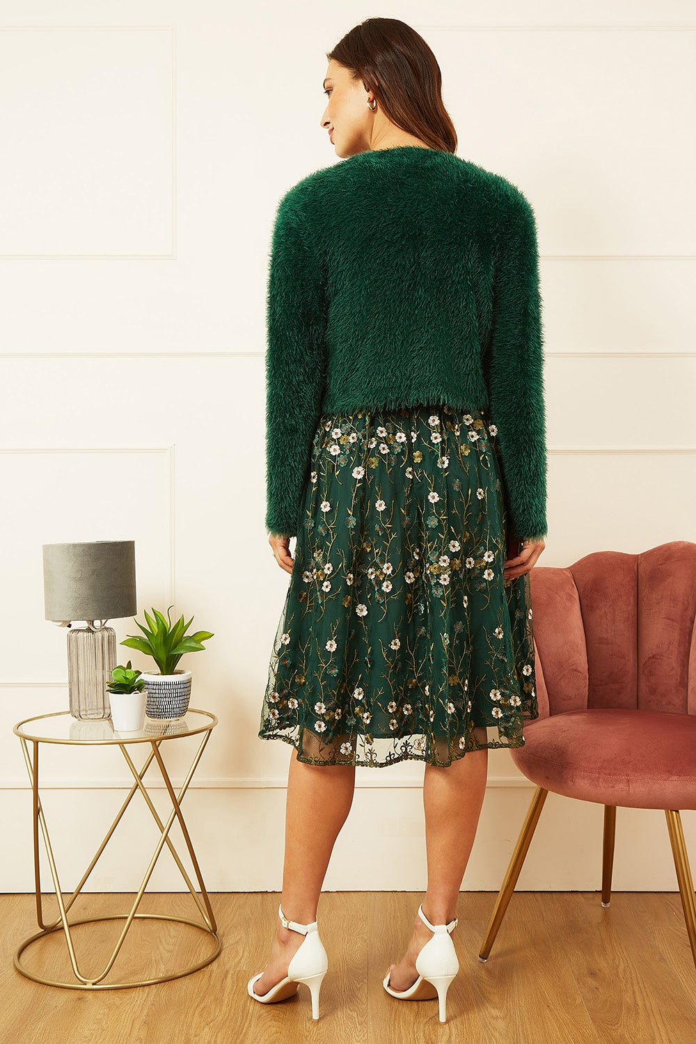 Yumi Green Eyelash Knit Bolero