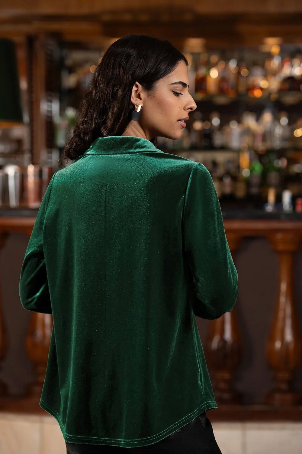 Yumi Green Velvet Relaxed Fit Shirt