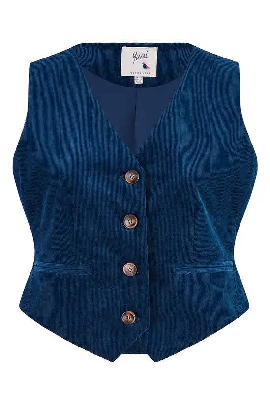Yumi Teal Cord Waistcoat