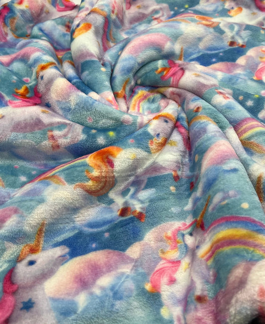 Magical Unicorns Cuddle Fleece Fabric Blanket Loungewear