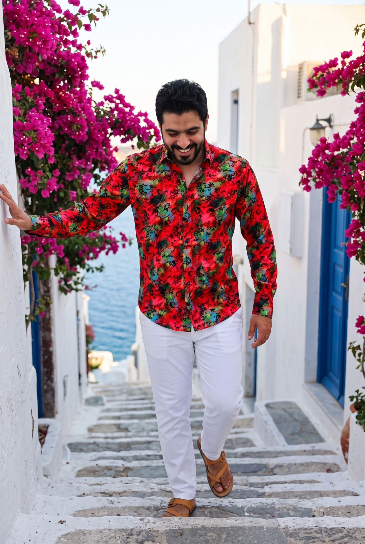 Marble Tie-Dye Shirt with Flocking Detail