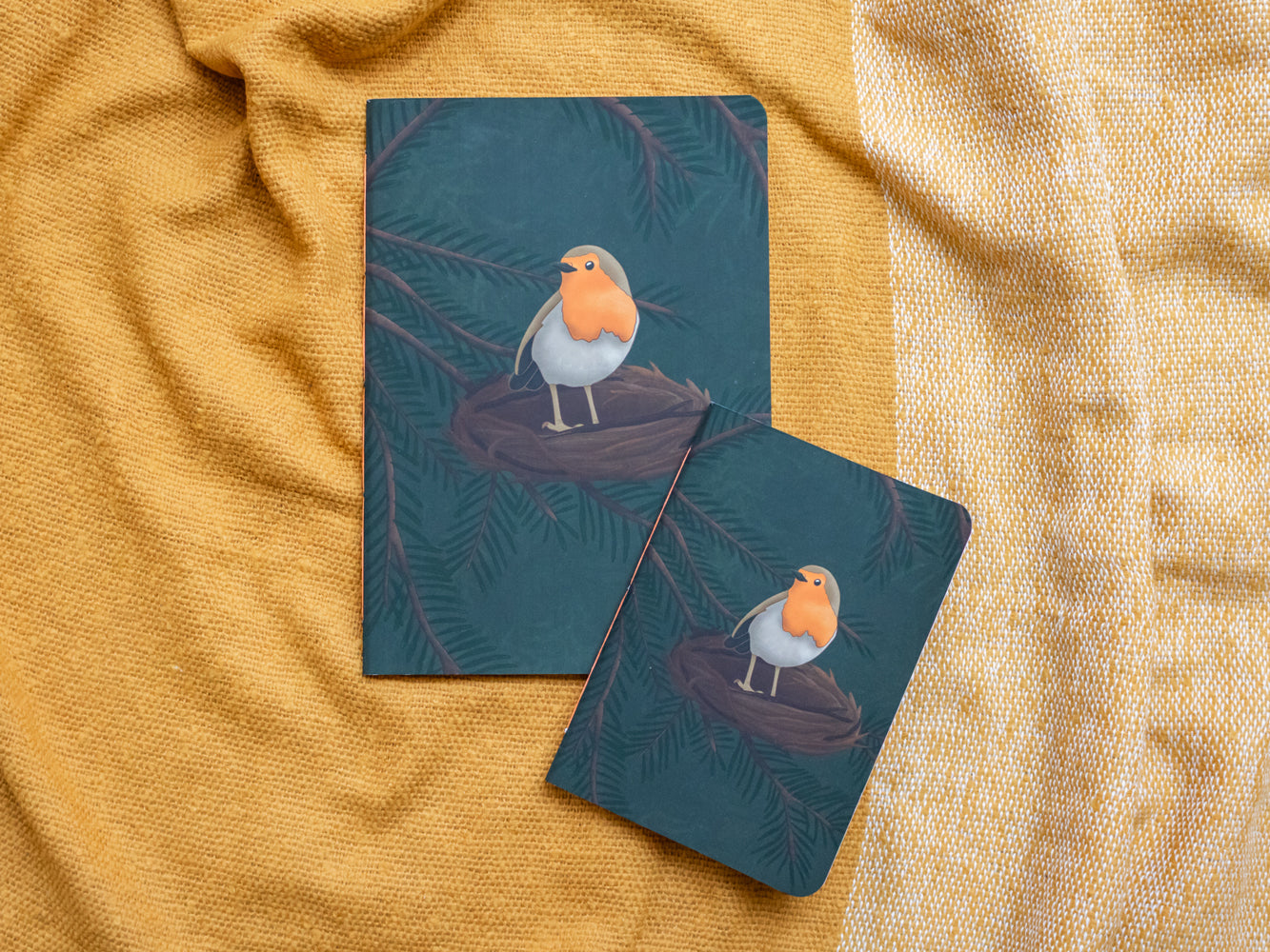 A5 Handmade Notebook with Robin Design