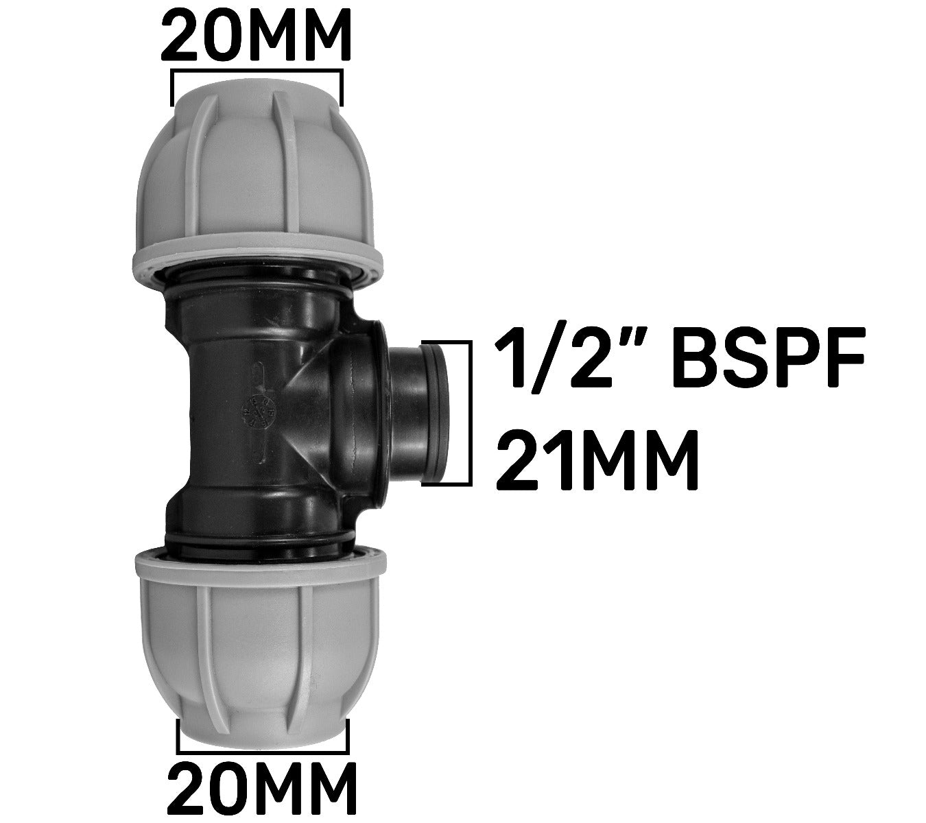 MDPE Tee 20mm and Lever Quick Connect Tap