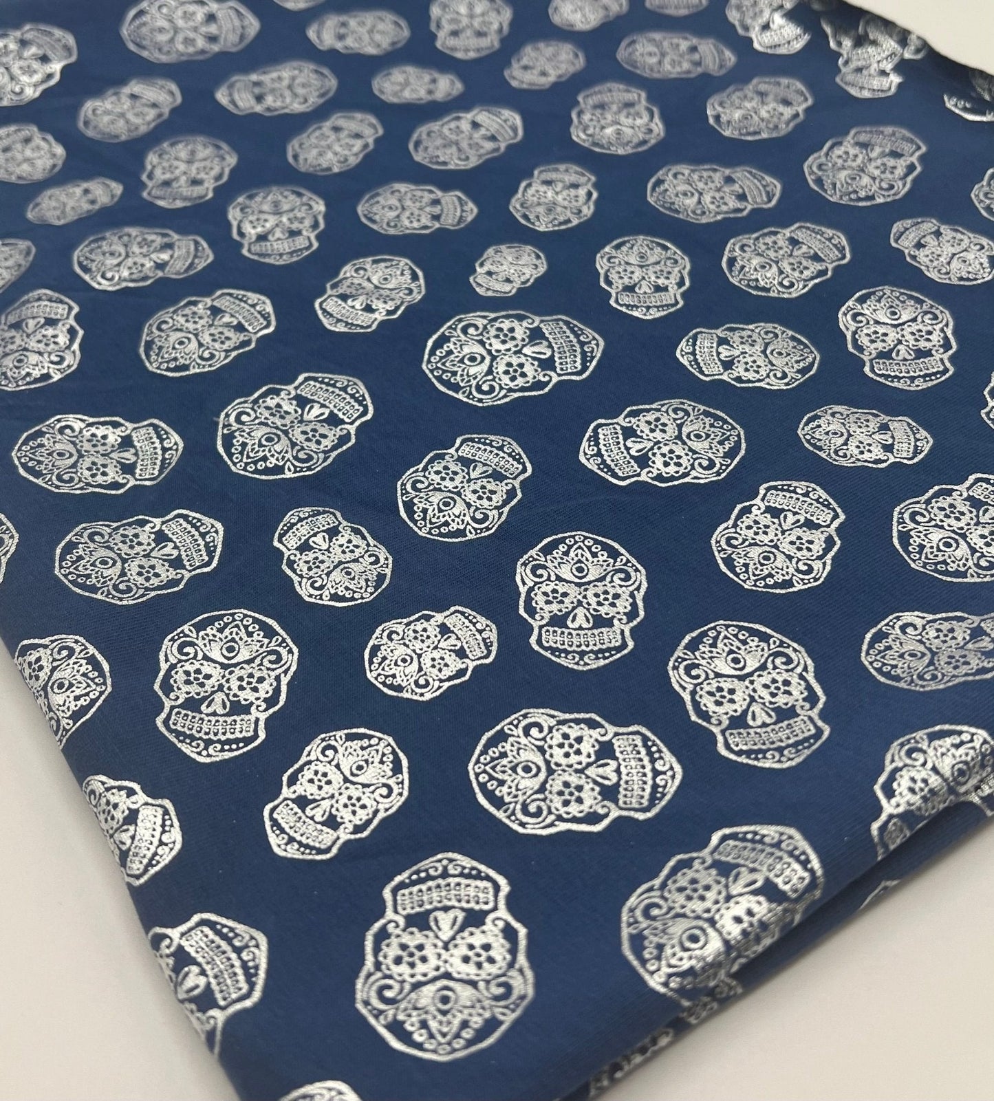 Metallic Skulls Cotton Stretch Jersey Halloween 200 GSM 95/5 Lycra 4 Way Stretch