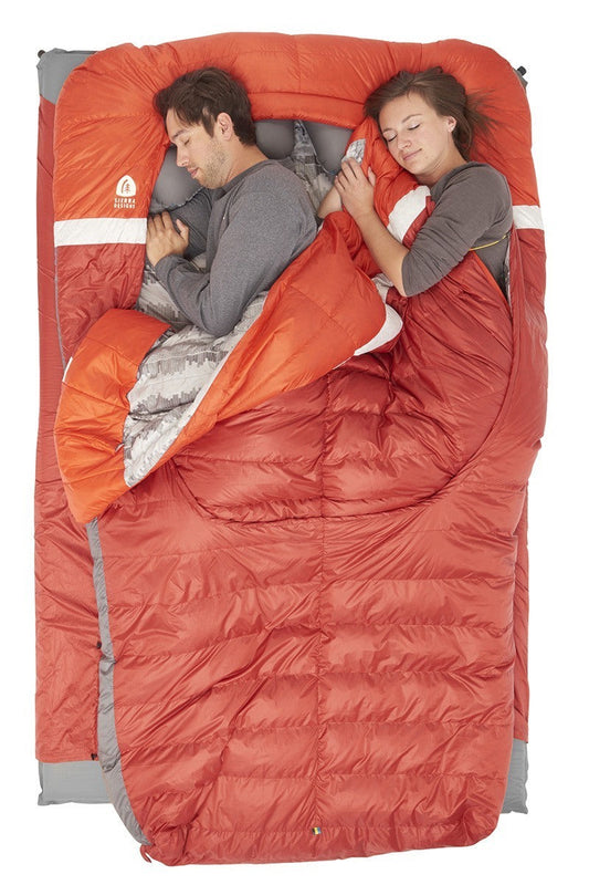 Sierra Designs Backcountry Bed Duo 20°F (-7°C) 650-Fill DriDown 2-Person Sleeping Bag - One Size - Red/Grey