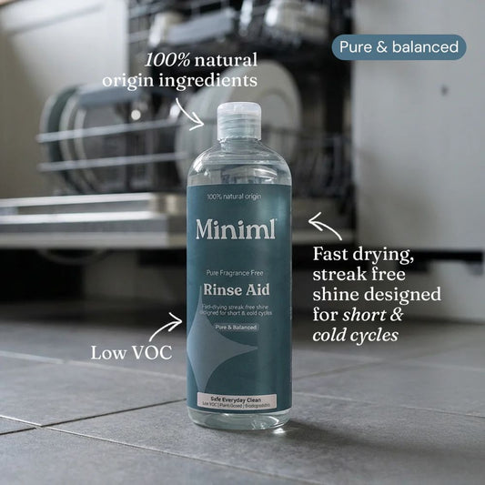 Miniml Pure Fragrance Free Dishwasher Rinse Aid 400ml Plant-Based Formula