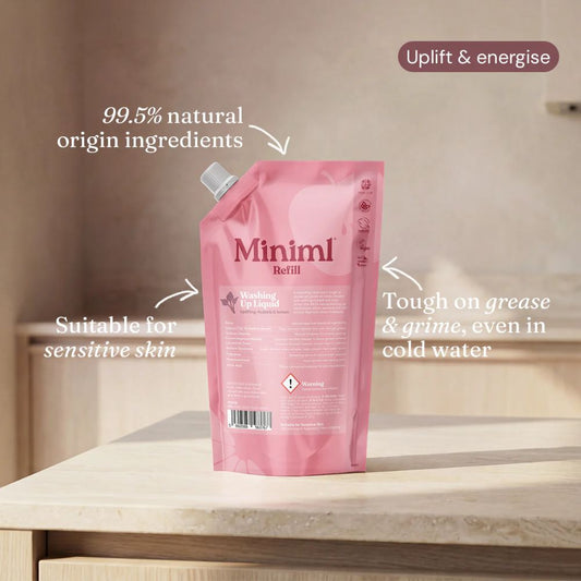 Miniml Wild Rhubarb + Lemon Washing Up Liquid 1L Refill | Powerful and Gentle