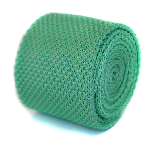 Mint Green Knitted Tie with Matching Pocket Square