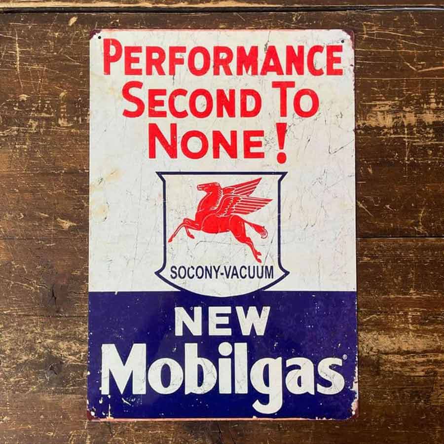 Mobilgas Motor Oil Metal Advertising Sign