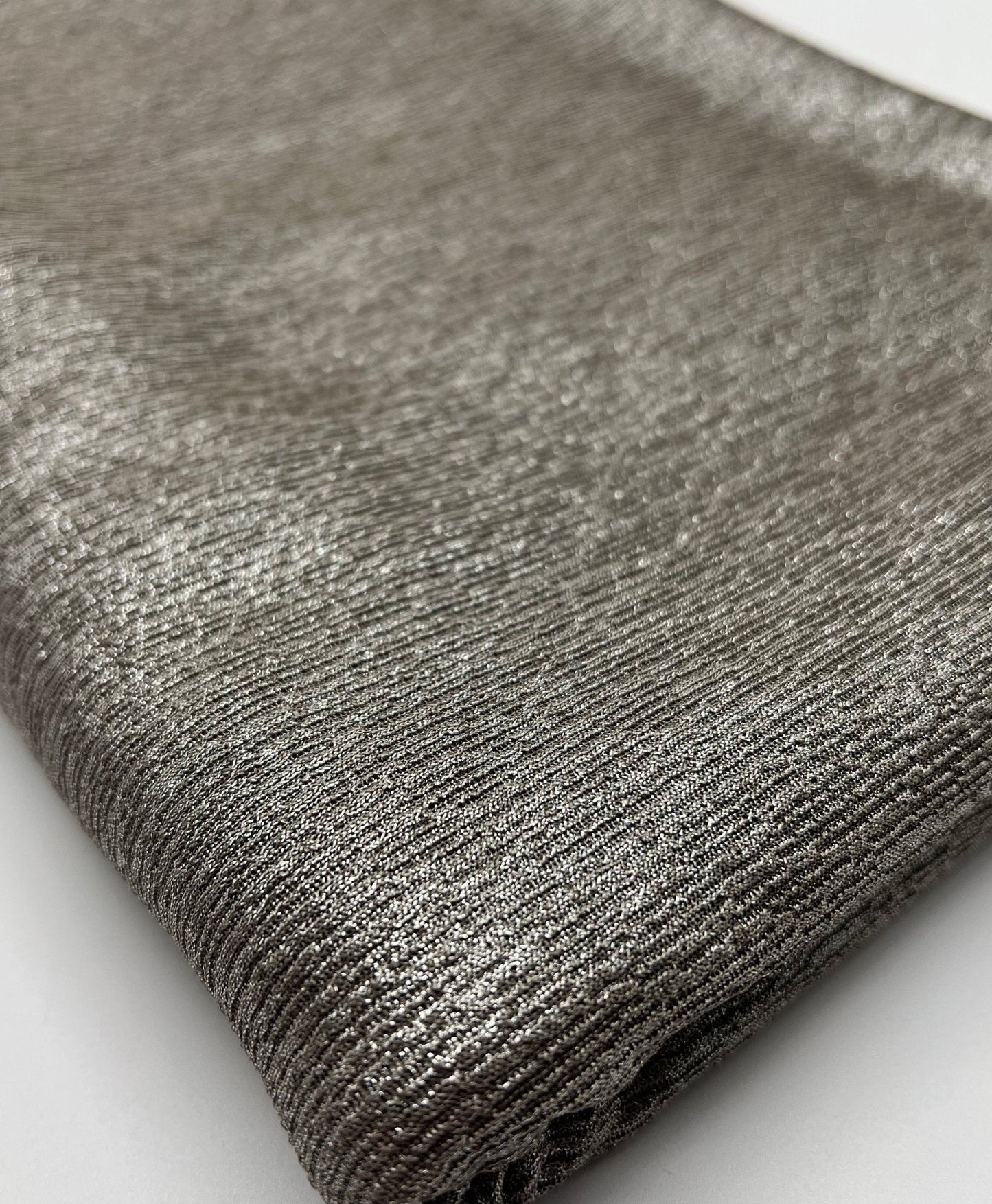 Mocha Silver Metallic Foil Rib Fabric
