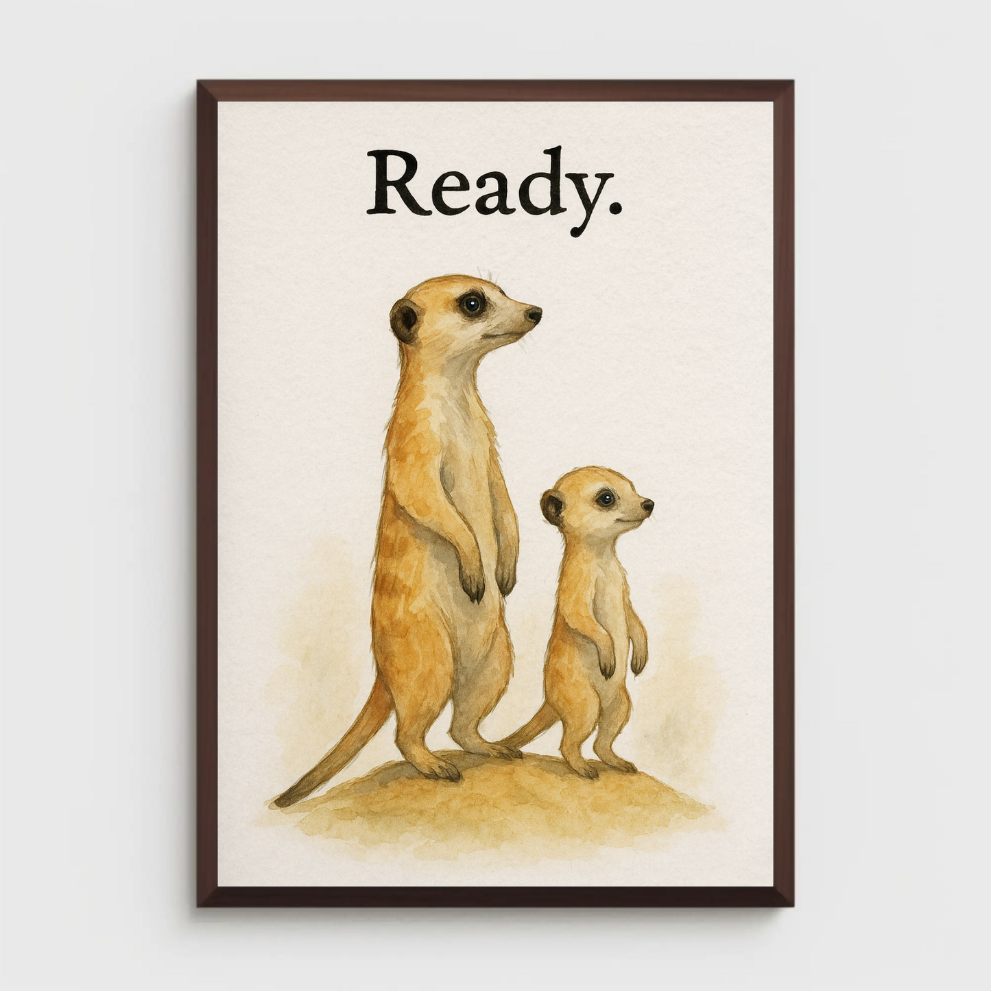 Ready Meerkat Family Watercolour Nursery Children's Room Wall Decor Print