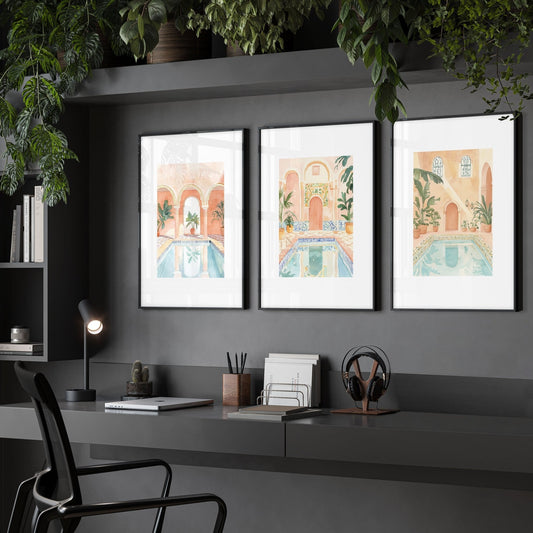 Modern Artwork Paintings | Set of 3 Beach Decor Wall art Prints