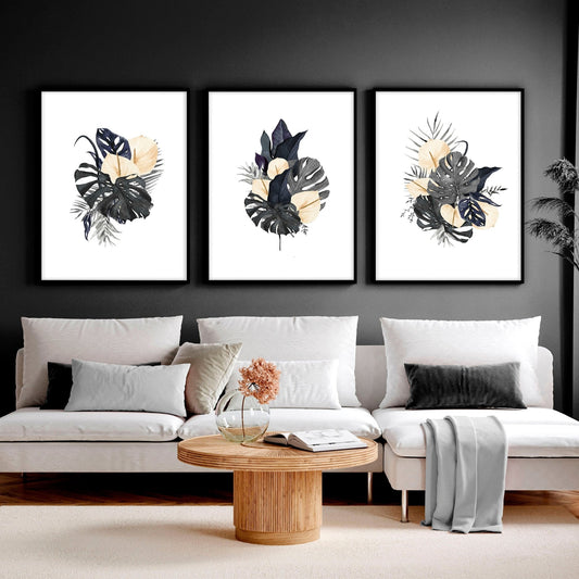 Tropical wall mural | set of 3 wall art prints