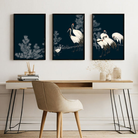 Modern Wall Art Large | Set of 3 Asian Inspired Wall art Prints