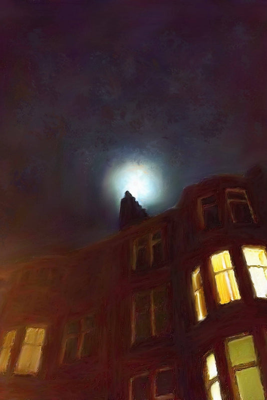 A Moonlit Tenement | Statement Interior Wall Art from Scotland
