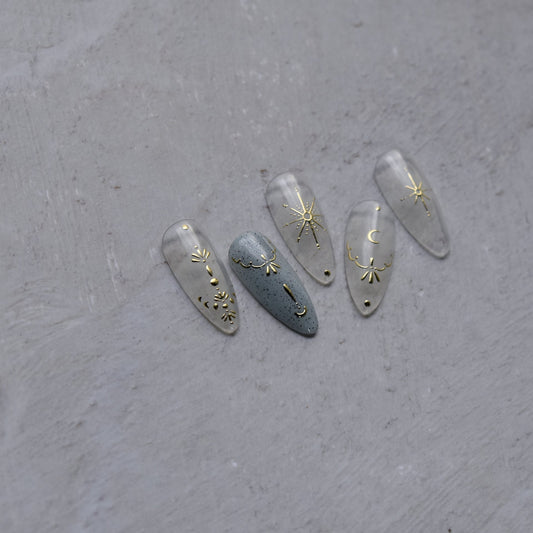 Hello Claws | Moon And Star Gold Silver Nail Deco Sticker