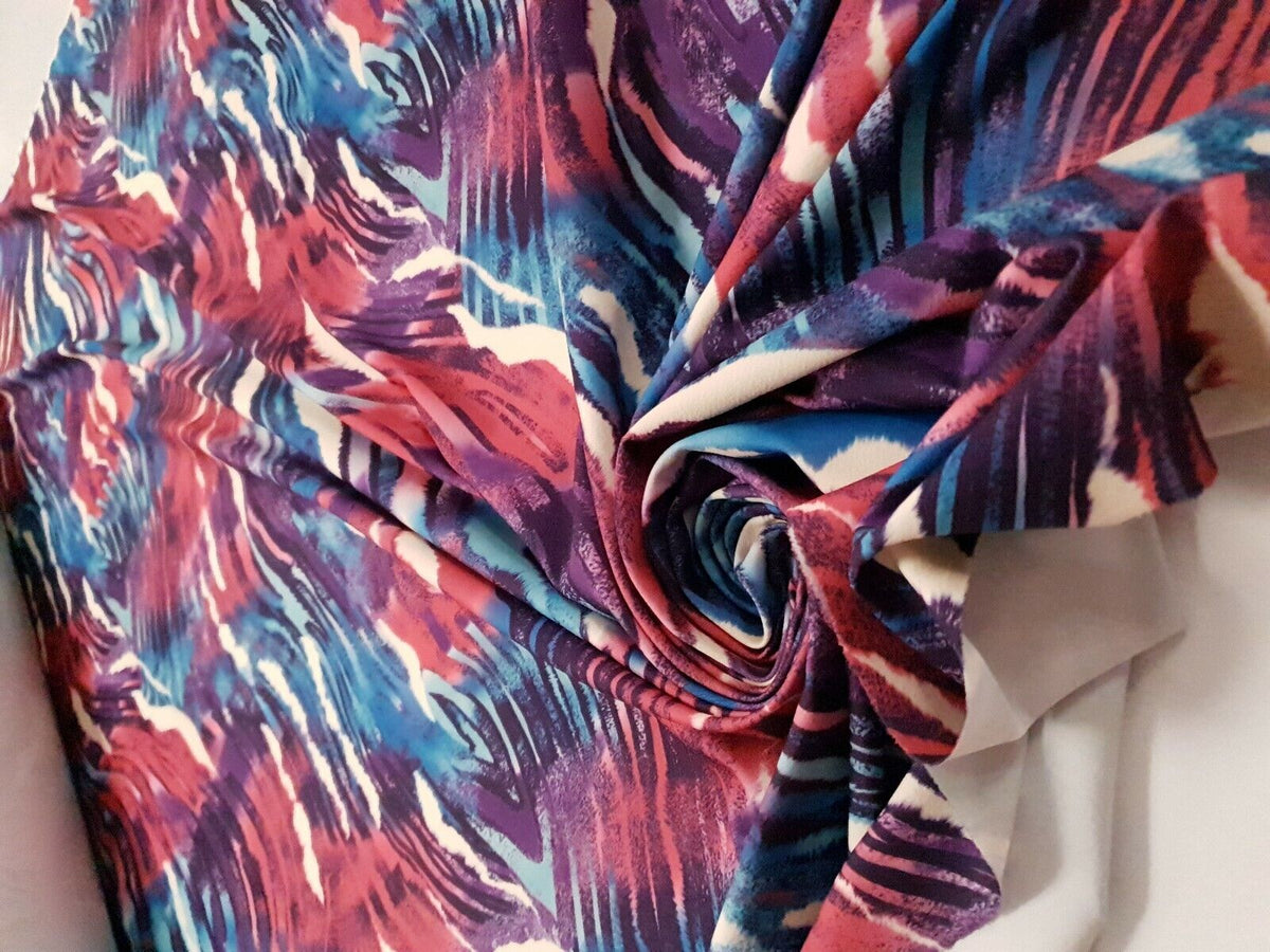 Multi Animal Print Lightweight Jersey Crepe Fabric 4 Way Stretch