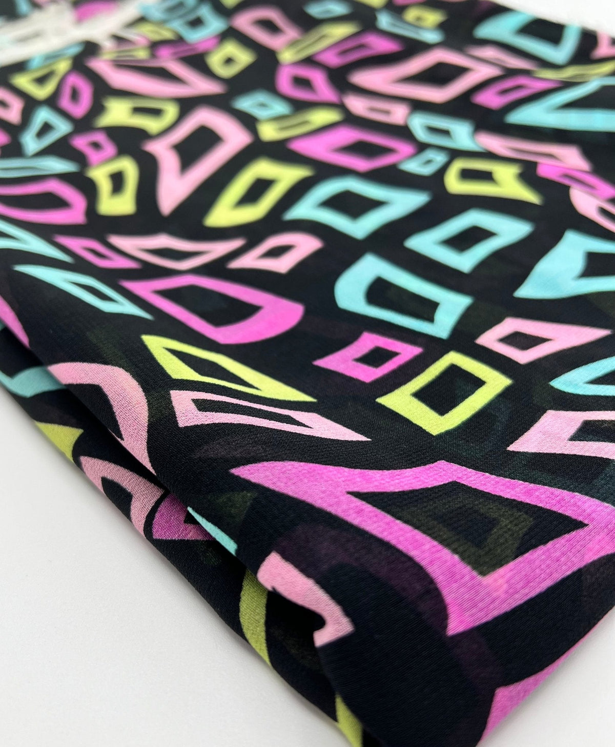Multi Colour Shape Print Chiffon Sheer Dress Fabric