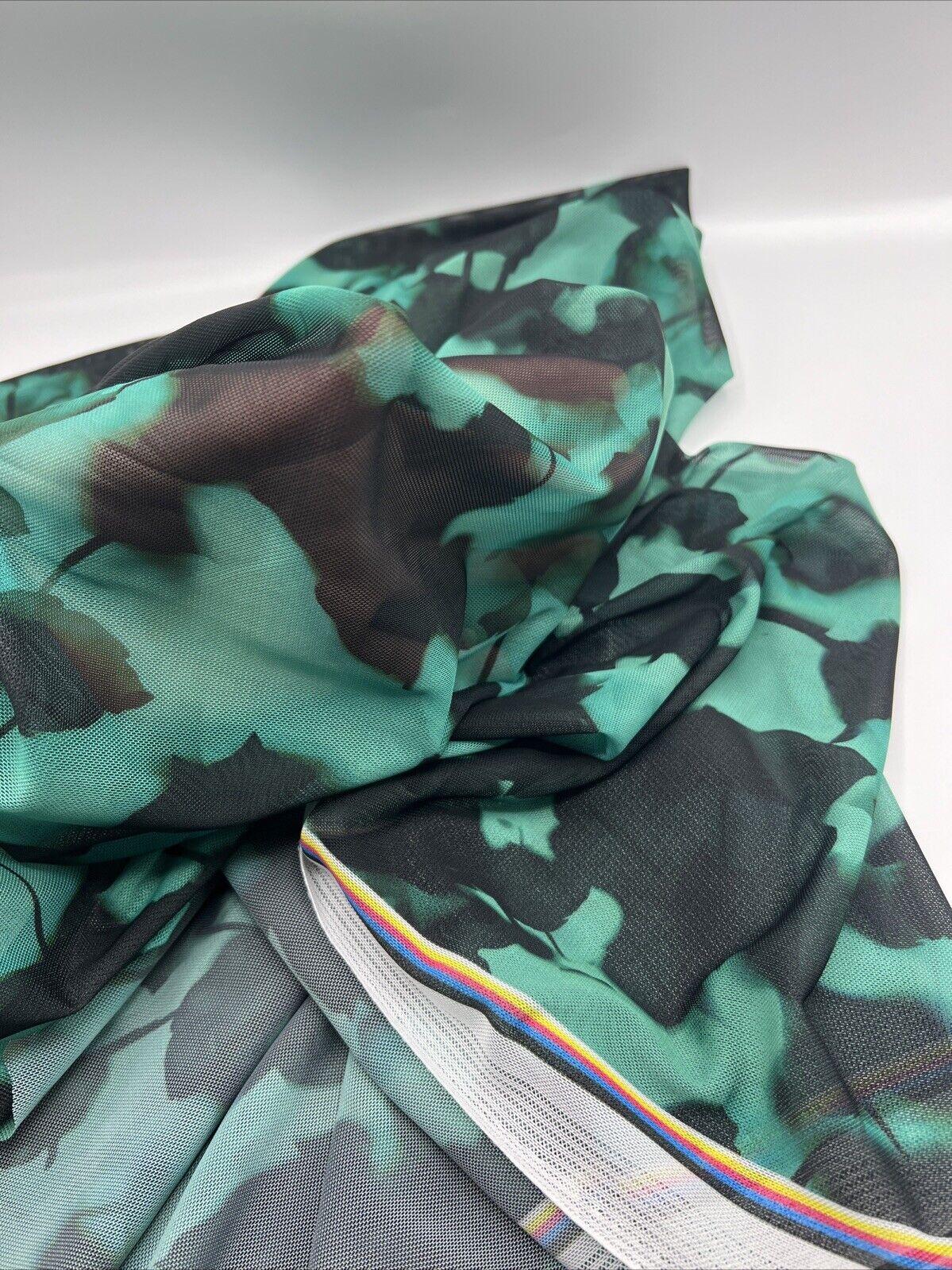 Multi Coloured Green Mesh Fabric Stretch