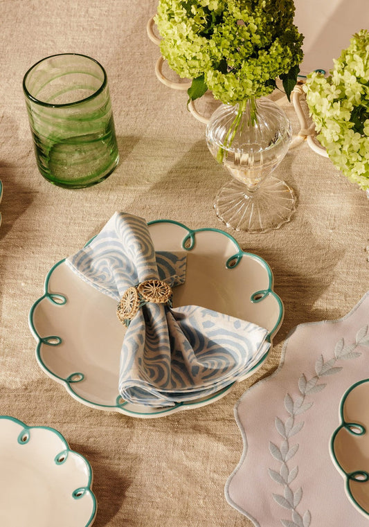 Atlántico Iraca Woven Napkin Ring -Blue set of 4