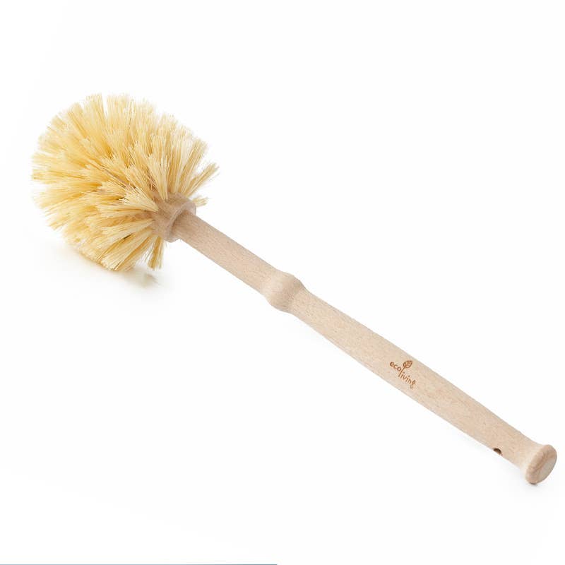 Natural Bristle Plastic Free Toilet Brush, Easy To Clean Vegan Cruelty Free Brush