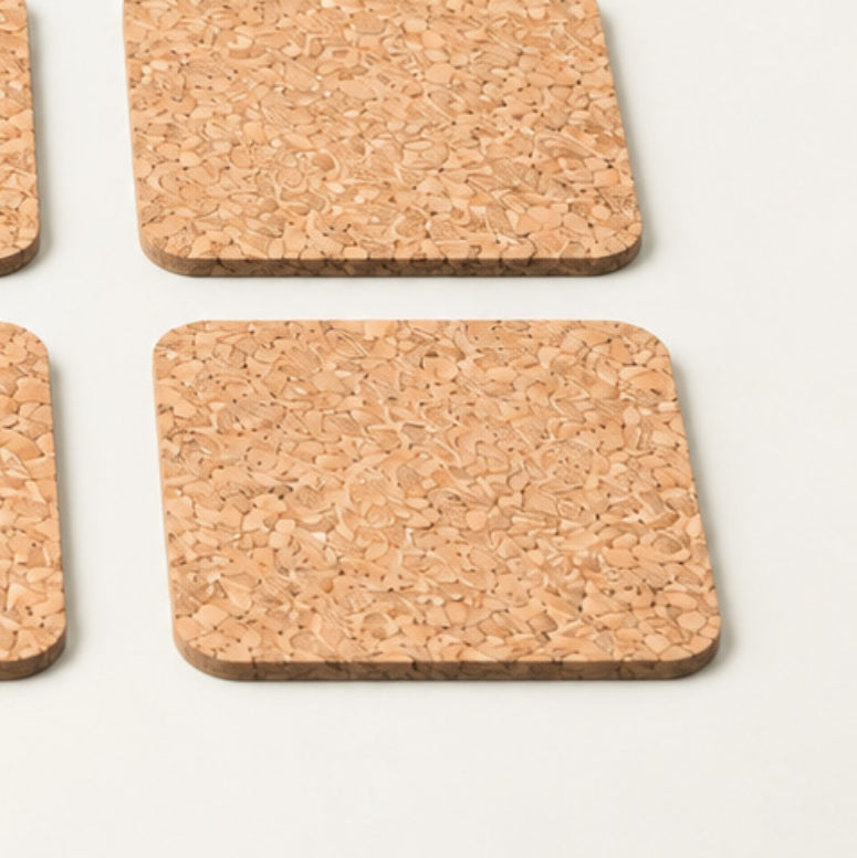 Set of 6 Cork Coasters | Natural | Square