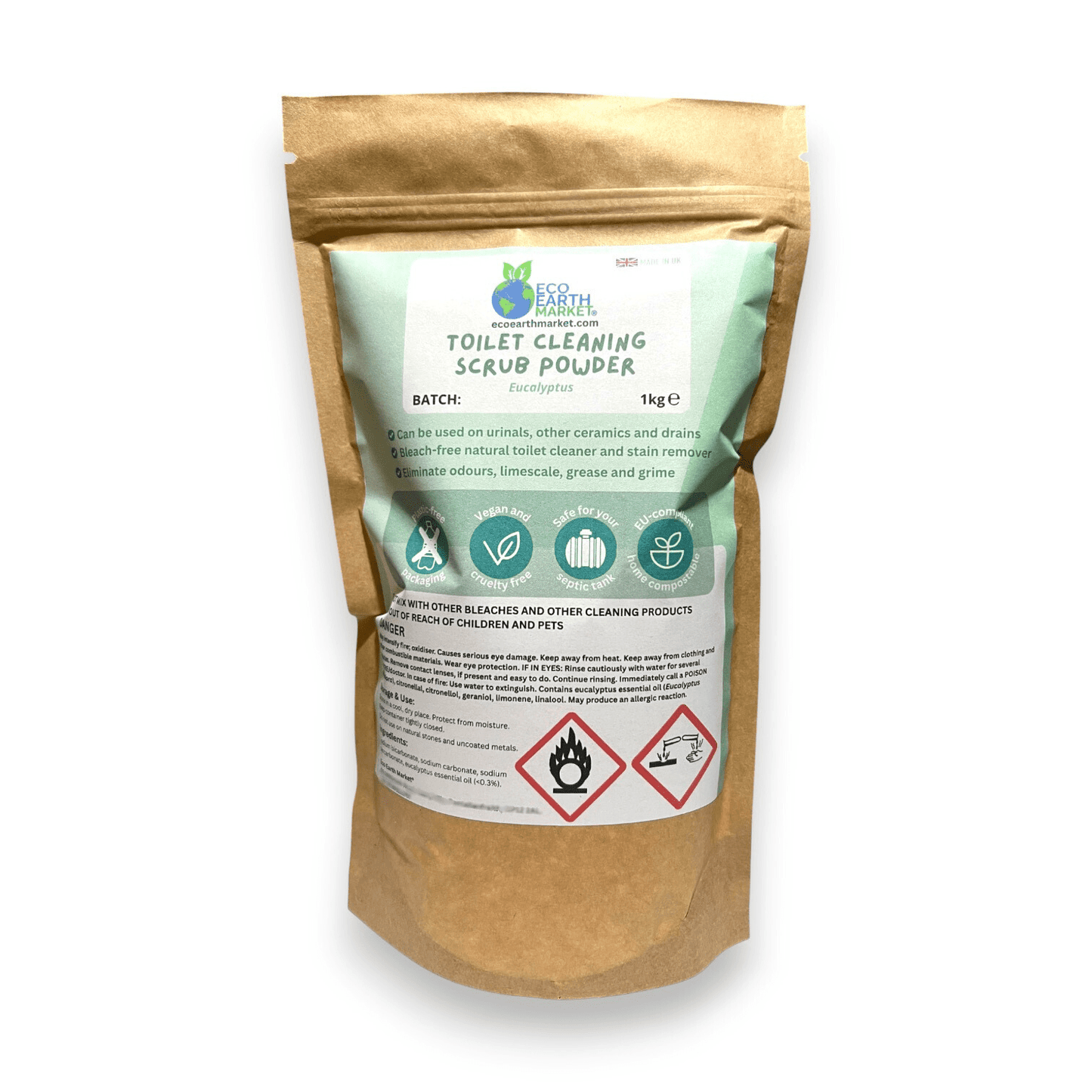 Natural Toilet Cleaning Powder with Essential Oil – Mineral-Based Formula - Choice of Scents