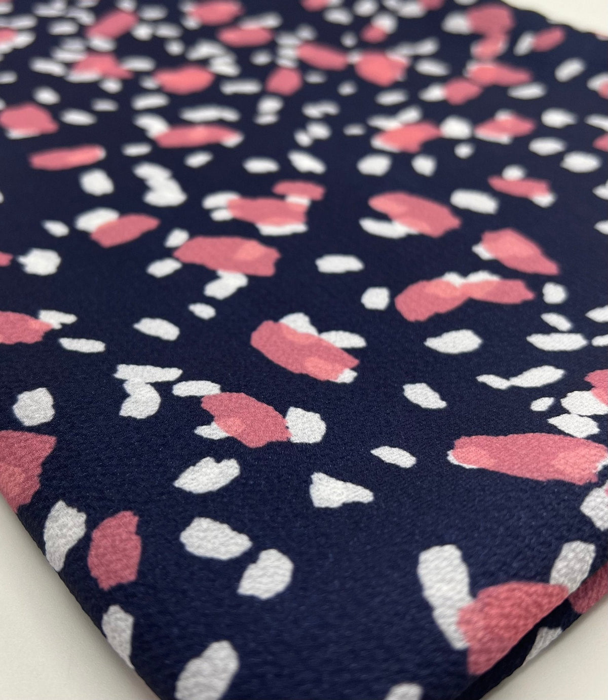 Navy Animal Print Lightweight Bubble Crepe Fabric