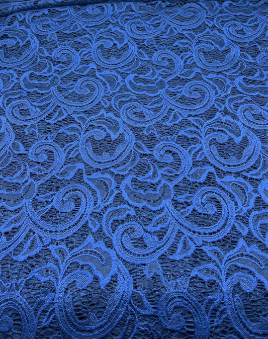 Navy Floral Lace Fabric Stretch